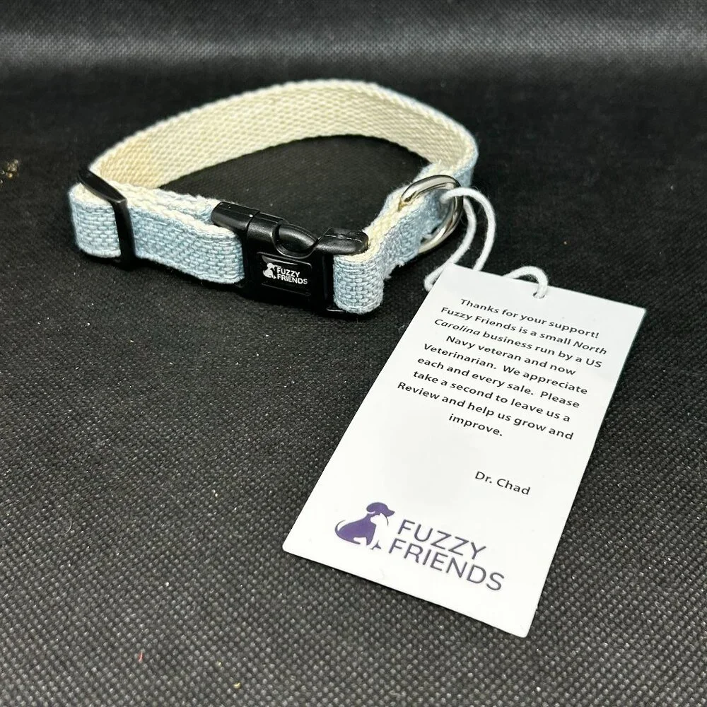 NWT Fuzzy Friends hemp dog collar Size small